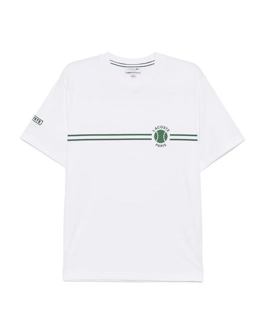 Lacoste White Printed Embroidered T-Shirt for men