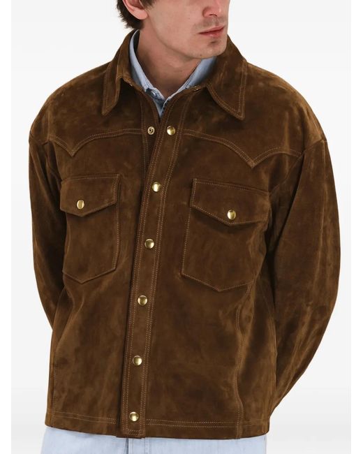 Fortela Brown Chest-Pocket Suede Jacket for men