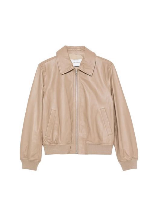 Yves Salomon Natural Zip-Up Leather Jacket