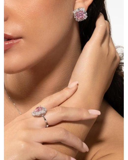 Fantasia by Deserio Purple Cushion-Cut Chandelier Earrings