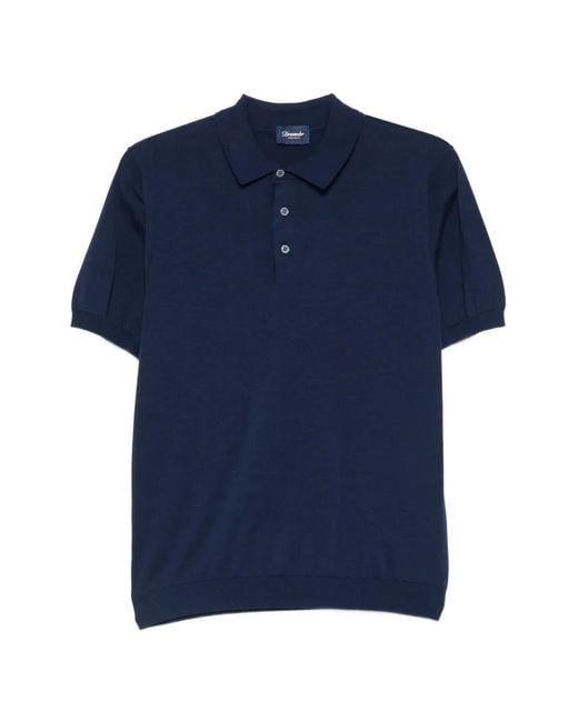 Drumohr Blue Buttoned Polo Shirt for men