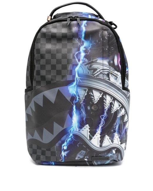 Sprayground Blue Sharkinator Graphic-Print Backpack for men