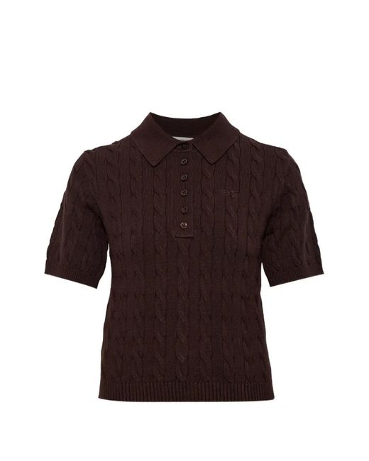 Gestuz Red Cable-Knit Polo Sweater