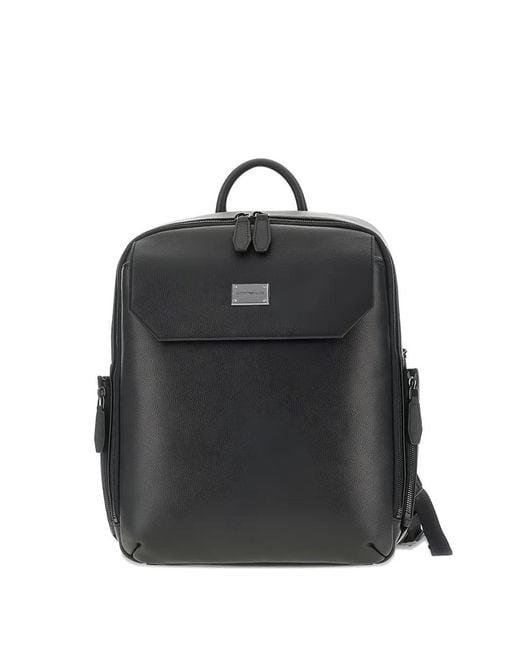 Emporio Armani Black Flap Leather Backpack for men