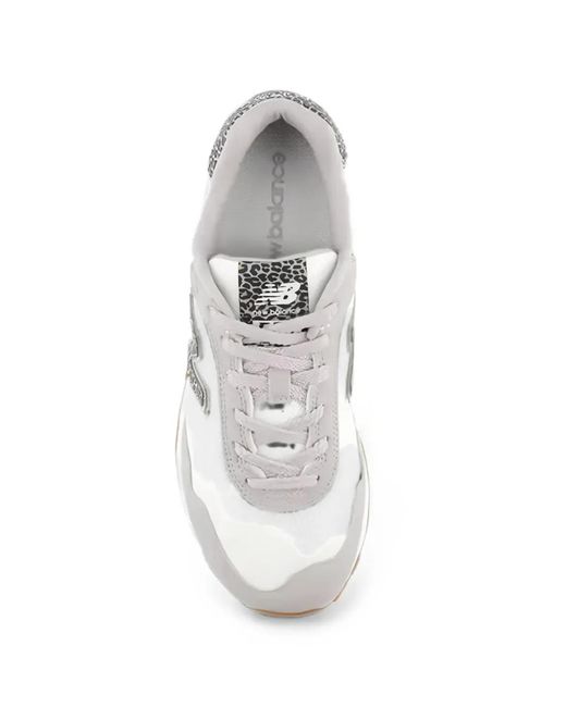 New Balance White Suede-Panelled Low-Top Sneakers