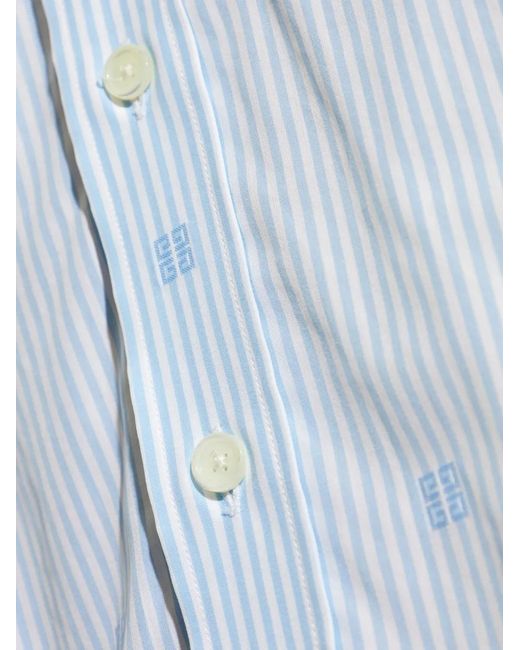 Givenchy Blue Striped Short-Sleeved Cotton Shirt for men