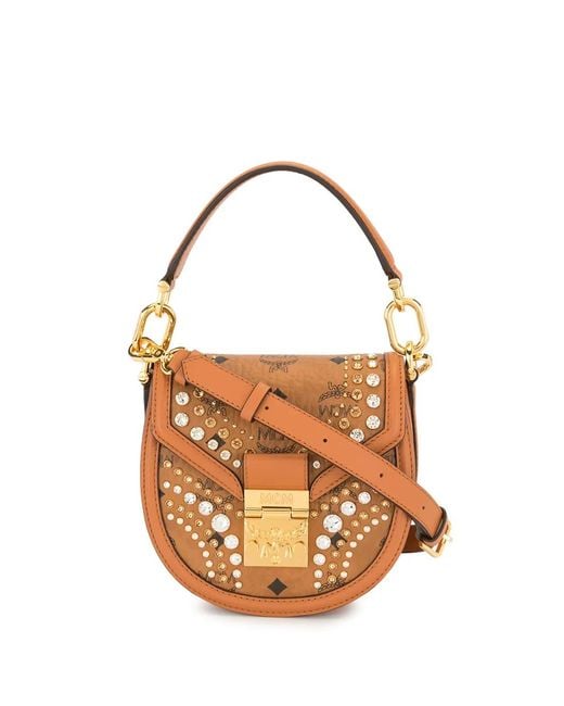 MCM Metallic Crystal-Embellished Shoulder Bag