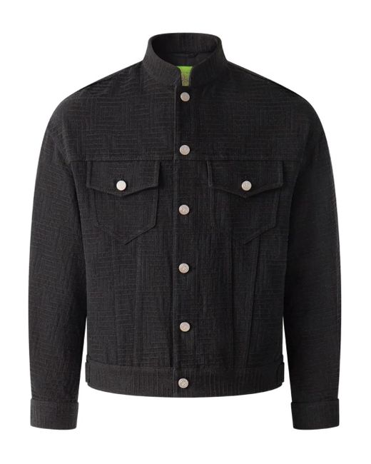Shanghai Tang Black Textured Denim Jacket for men
