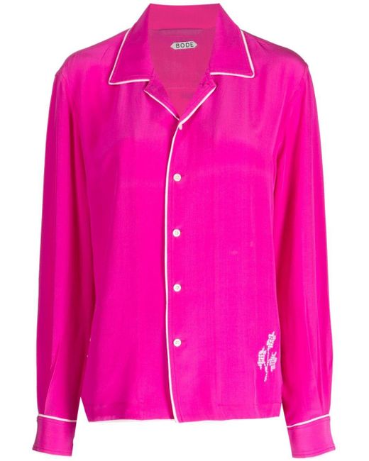 Bode Pink Shadow Jasmine Pyjama-Oberteil
