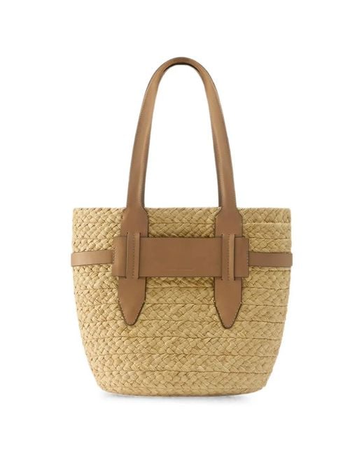 Helen Kaminski Natural Woven Leather-Trim Tote Bag