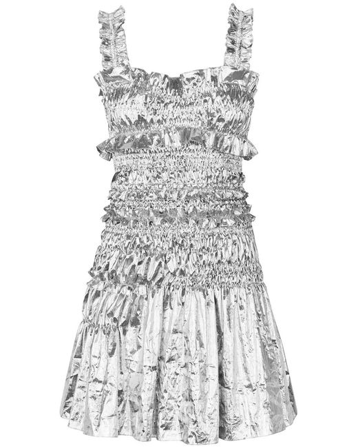 CECILIE BAHNSEN Gray -tone Oona Smocked Mini Dress - Women's - Fabric