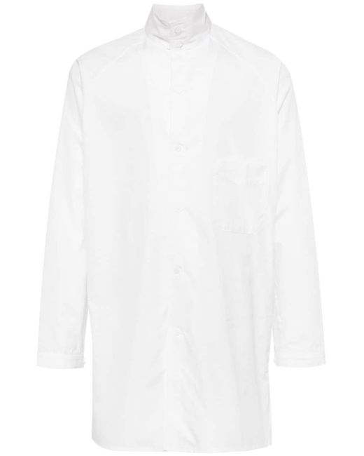 Yohji Yamamoto White Mock-neck Cotton Shirt for men