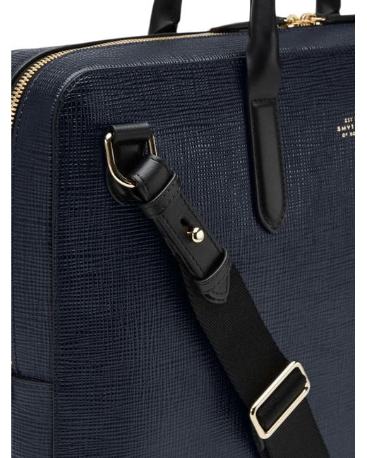 Smythson Blue Panama Slim Briefcase