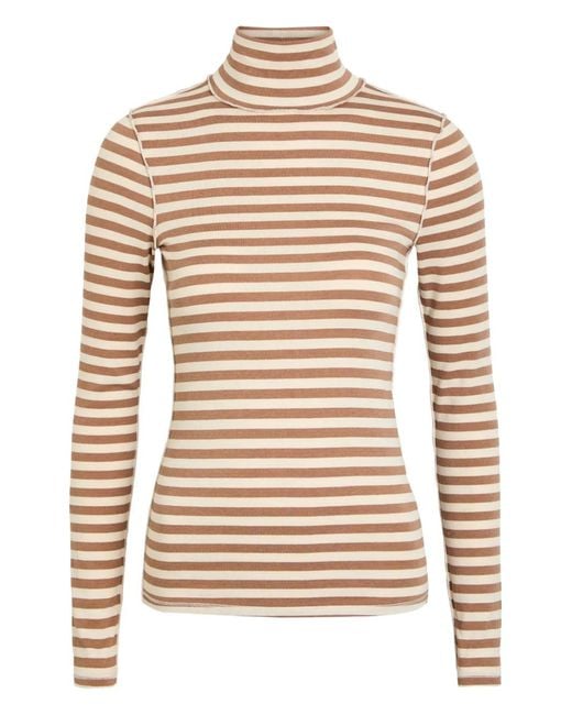 Free People Brown Striped Roll-Neck Top