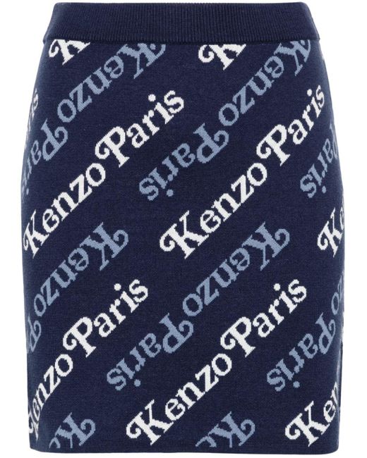 KENZO Blue Mini Skirt With Inlay