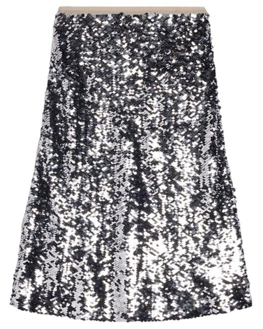 AMI Black Sequin-embellished Silk Midi Skirt