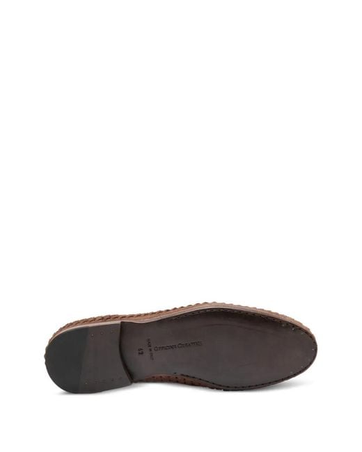 Officine Creative Brown Nazar 001 Woven-Detail Loafers for men