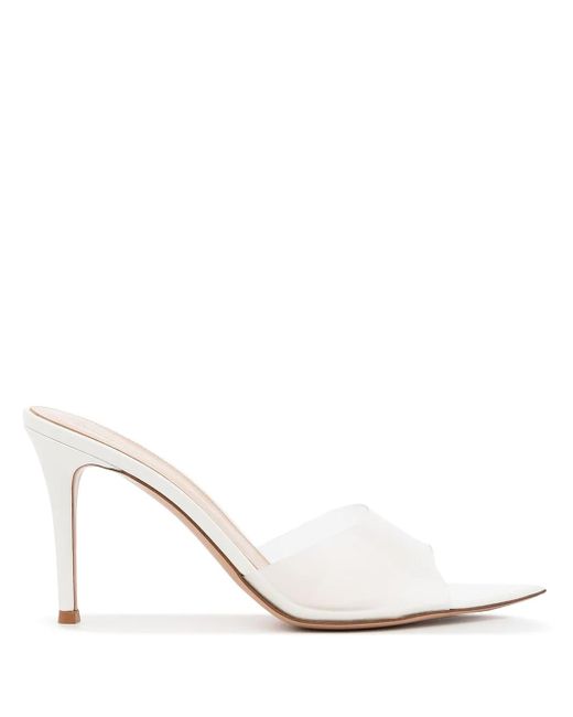 Gianvito Rossi White Pointed Plexiglass Sandals With 85Mm Heel Height