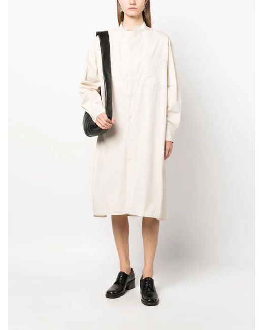 Lemaire White Band-Collar Cotton Shirtdress
