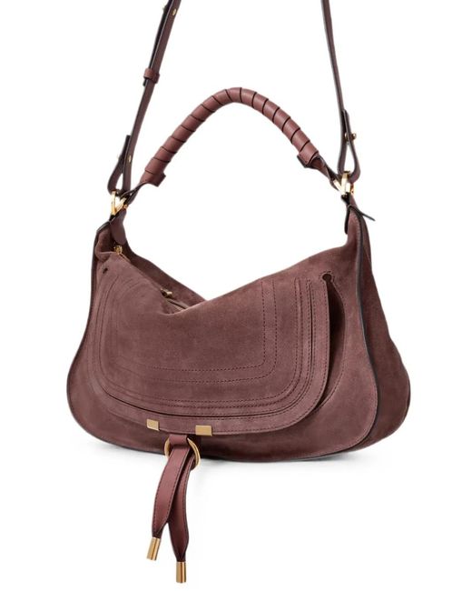 Chloé Brown Small Marcie Suede Tote Bag