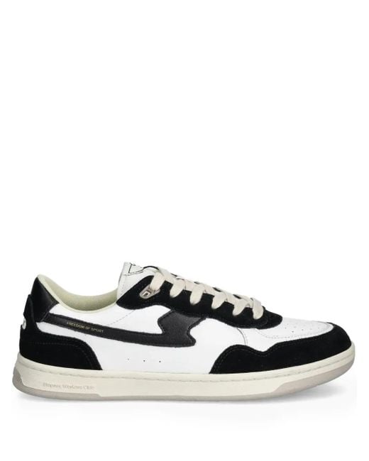Stepney Workers Club Black Pro-Cup Leather Panel Sneakers for men