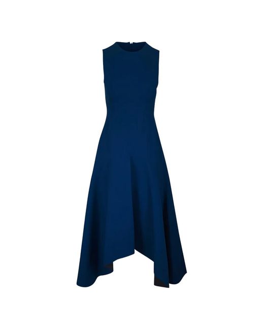Akris Punto Blue Sleeveless Asymmetric Midi Dress