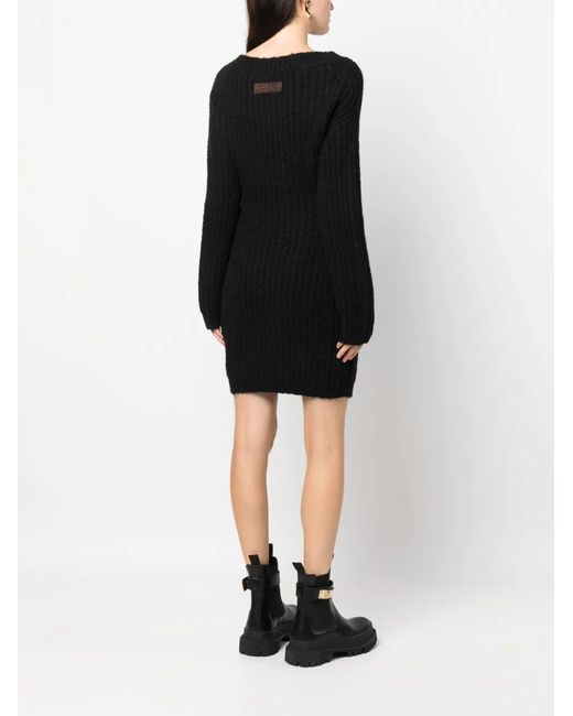 DSquared² Off-Shoulder Mini-Jurk in het Black