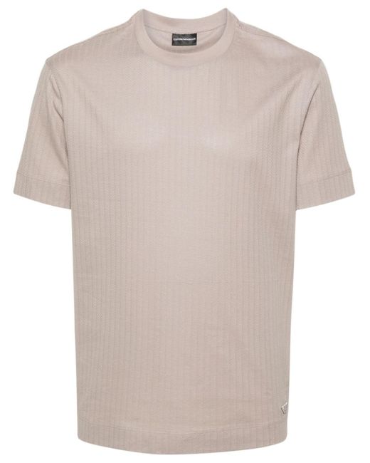 Emporio Armani White Stripe-pattern Cotton Polo Shirt for men