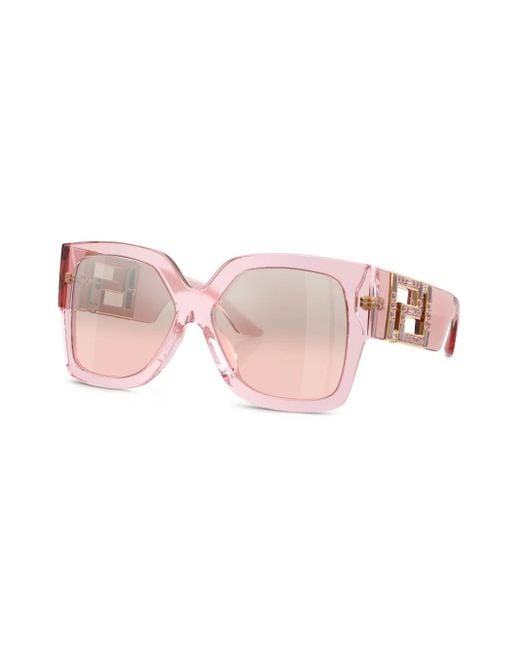Versace Pink Greca-Plaque Oversized-Frame Sunglasses