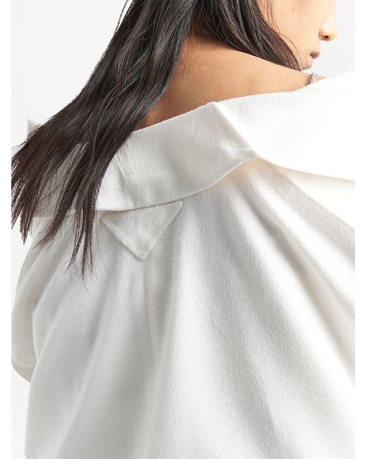 Prada Single-breasted Cashmere Coat in White | Lyst