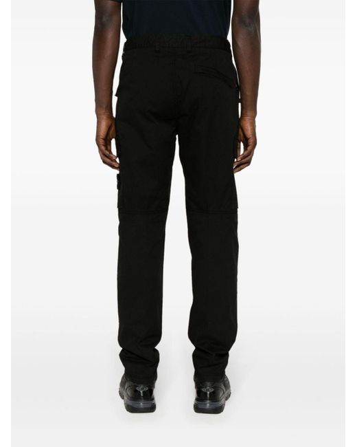 Stone Island Black Compass-badge Tapered Cargo Trousers for men