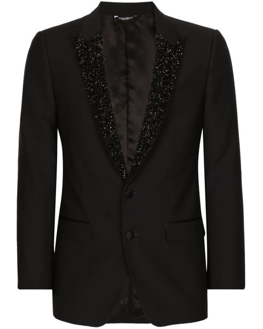 Blazer monopetto con paillettes di Dolce & Gabbana in Black da Uomo