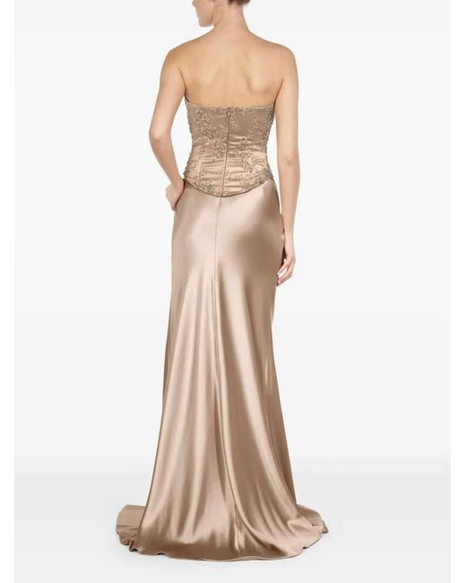 ALEXIA & ANTONIA Natural Draped Side-Slit Maxi Skirt