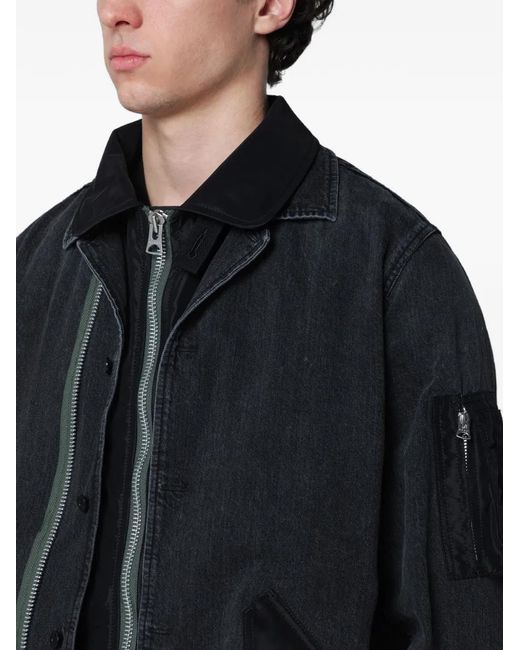 Sacai Black Zip-Up Jacket for men