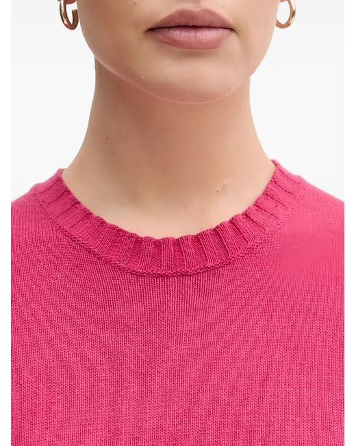 Benetton Pink Ribbed-Trim Vest