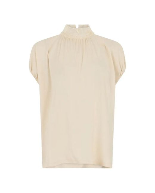 Fabiana Filippi White Lace-Collar Gathered Blouse