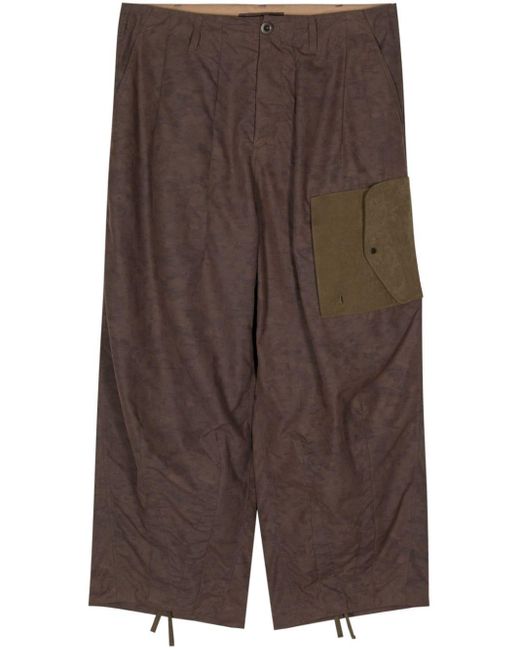 C P Company Brown Camouflage-Print Wide-Leg Trousers for men