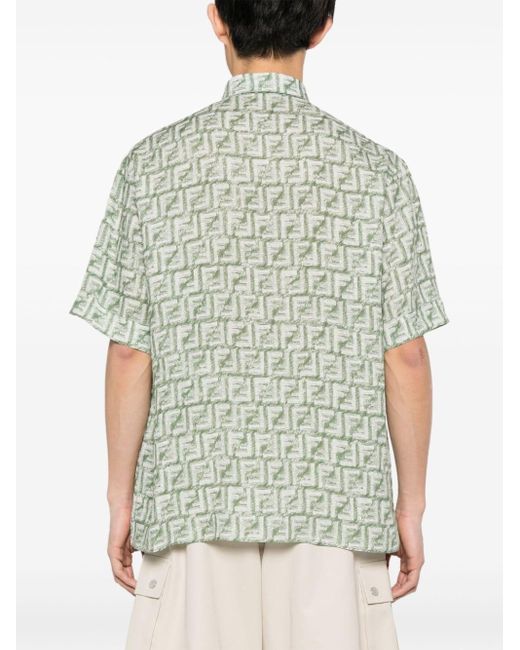 Fendi Overhemd Met Ff Patroon in het Green voor heren