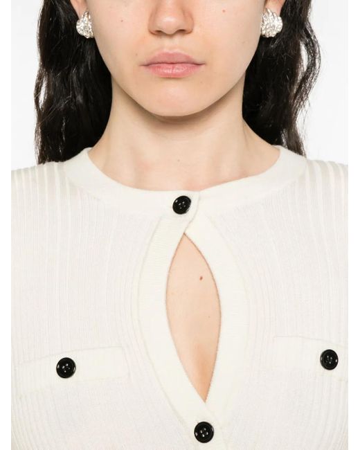 Self-Portrait Asymmetrische Gebreide Midi-Jurk in het White