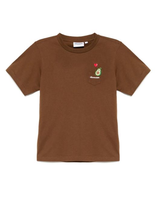 Chocoolate Brown Avocado-motif T-shirt