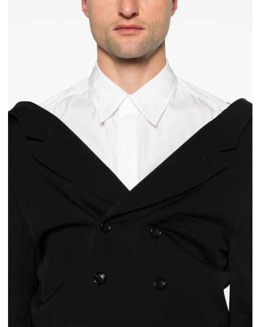 Comme des Garçons Black Double-breasted Hooded Blazer - Men's - Wool/cupro for men