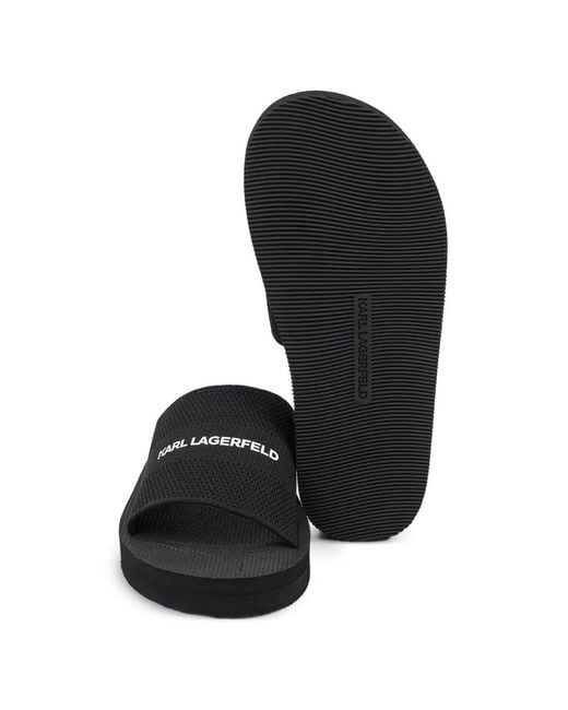 Karl Lagerfeld Black Logo-Print Slides for men