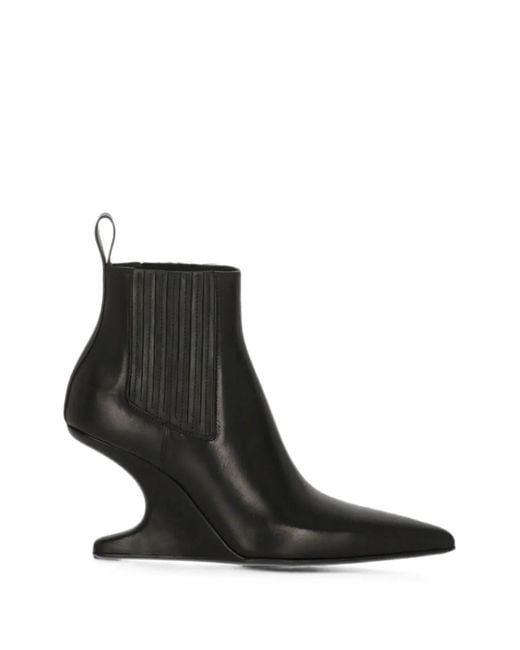 Rick Owens Black Cantilever Leather Heeled Chelsea Boots
