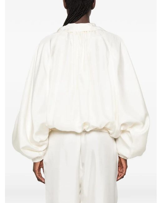 Rohe White Silk Blouson Jacket