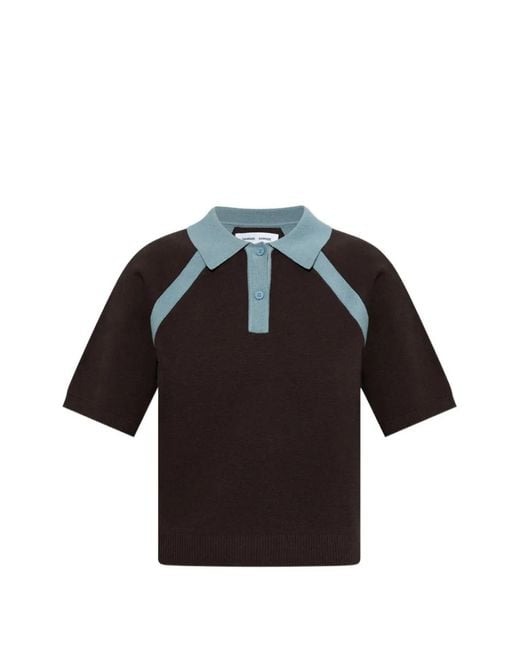 Samsøe & Samsøe Black Sasimona Raglan-Sleeve Polo Shirt