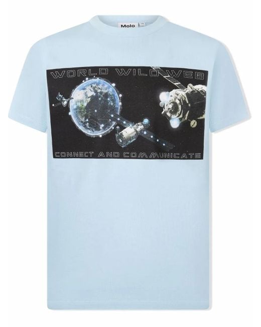 Molo World Wide Web オーガニックコットン Tシャツ Blue