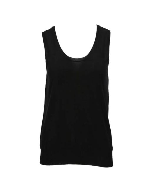 Isaia Black Sleeveless Knit Top