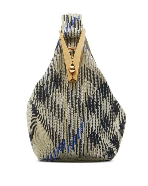 Burberry Metallic Mini Peg Checked Tote Bag