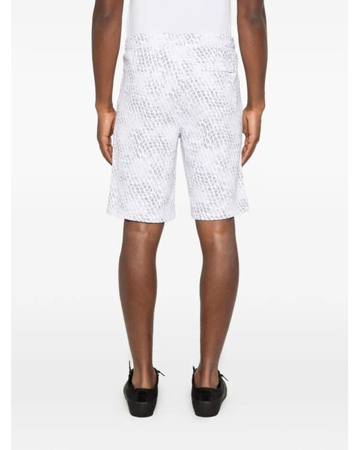 Karl Lagerfeld White Logo-Pattern Drawstring Shorts for men