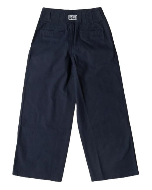 KENZO Blue Pleated Track Pants for men